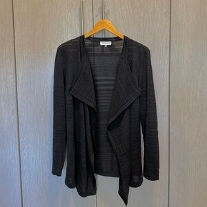 Calvin Klein Black Waterfall Drape-Front Cardigan in Size Medium